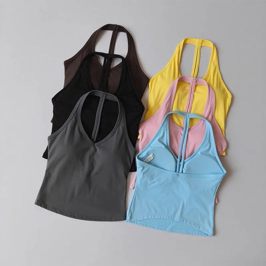 Sports Bra Women's V-neck Halter Neck Beautiful Back Push-up Yoga Vest