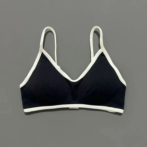 HISTELLO Sports Bra Women Sexy Knitted Underwear Contrastline Bra Top
