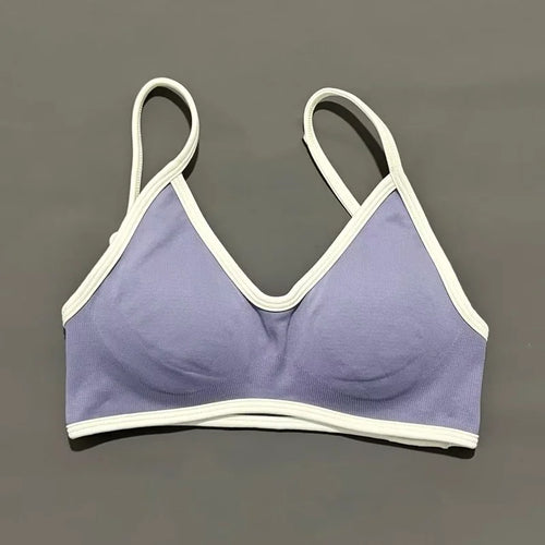 HISTELLO Sports Bra Women Sexy Knitted Underwear Contrastline Bra Top