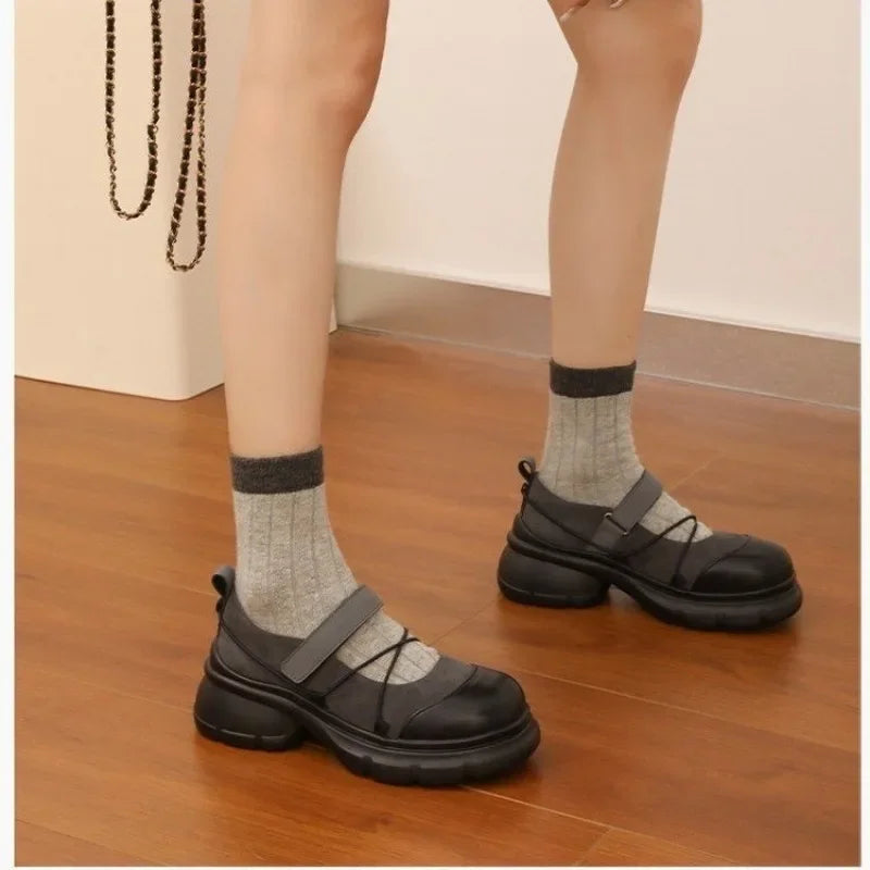 Autumn Chunky Women Sports Shoes Fashion Shallow Butterfly-knot