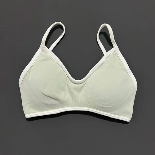 HISTELLO Sports Bra Women Sexy Knitted Underwear Contrastline Bra Top