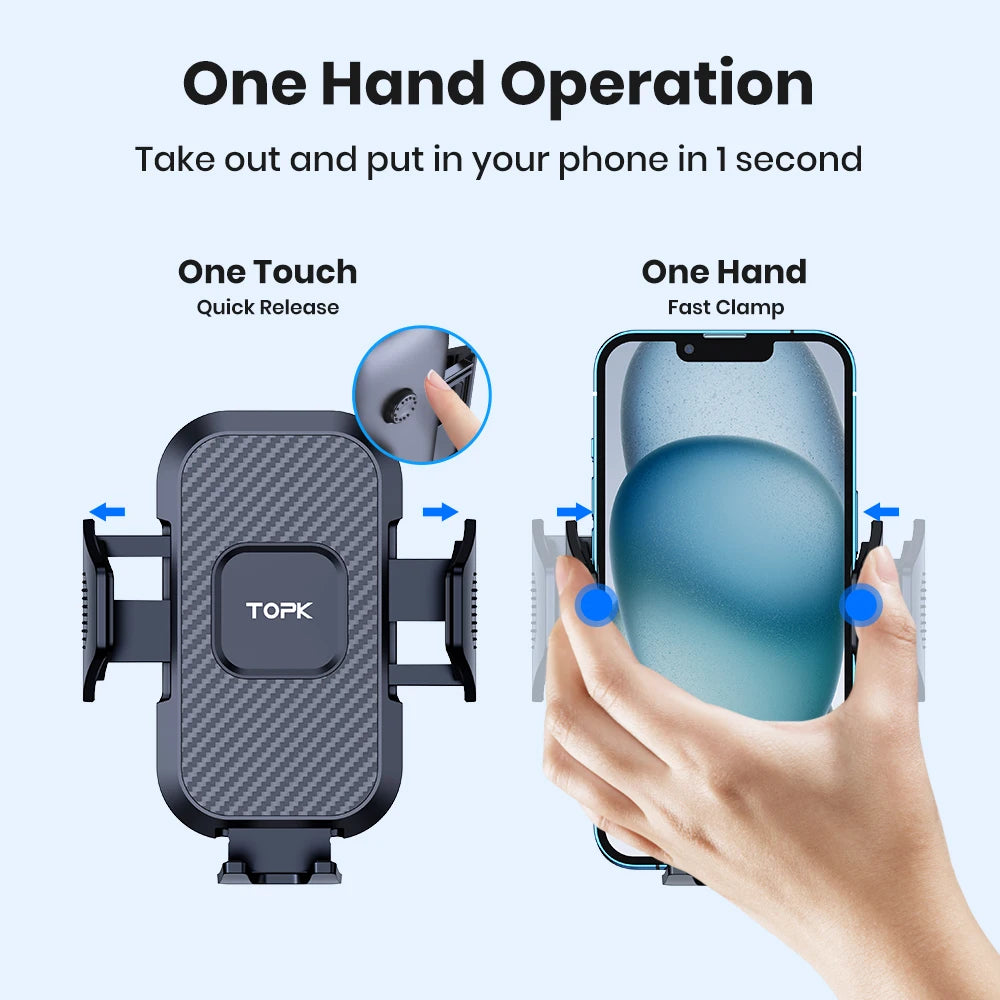 TOPK Car Phone Holder Mount Air Vent Upgrade Auto-Locking Hook Clip