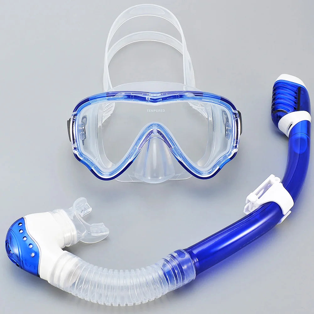 Kids Diving Mask Snorkel Set Swimming Goggles Tempered Glass Panoramic