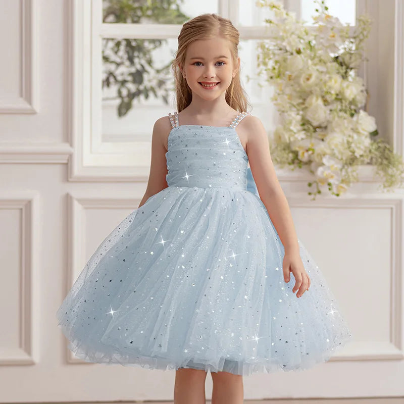 Girls Party Dress kids Elegant White Bridesmaid Dresses Wedding Prom Gown Birthday Party Luxury Evening Dress For Little Girls