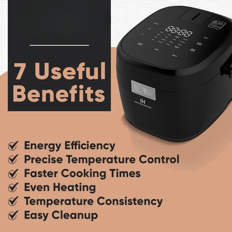 IH103 Pressure Induction Heating Rice Cooker and Warmer, 6 cup - Japan style - IH Technology with Steamer (1.5L)