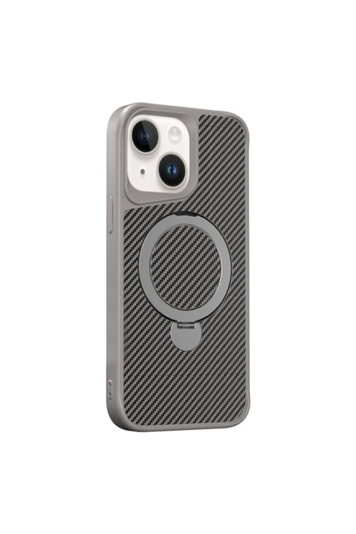 iPhone 14 Plus Case Carbon Fiber with Magnet, 360 Rotating Stand,