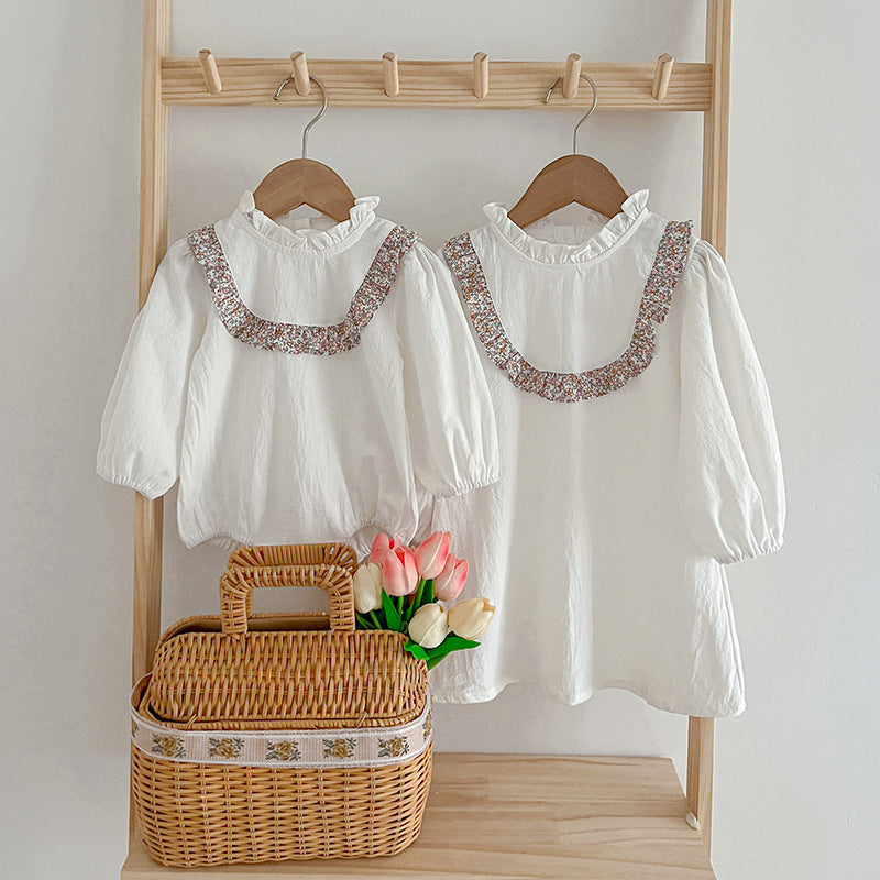 Floral Pattern Pullover Autumn Dress And One Piece Bodysuit