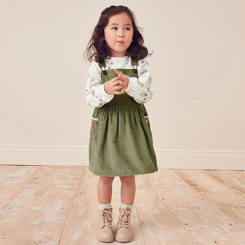 Floral Pattern Hoodie & Strap Dress Fashion Sets