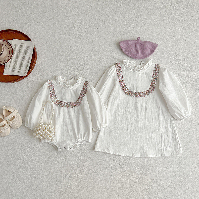 Floral Pattern Pullover Autumn Dress And One Piece Bodysuit