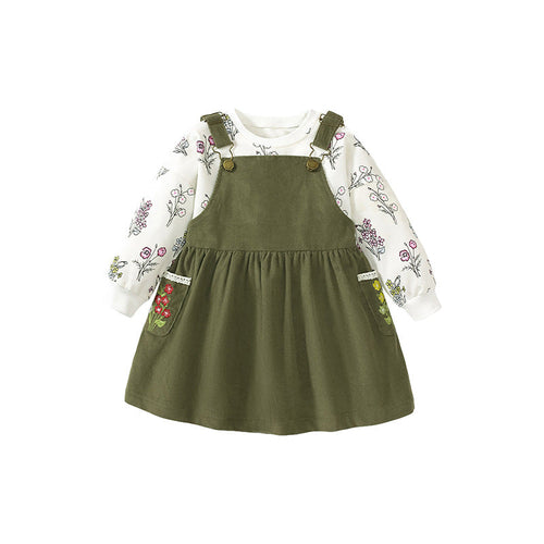 Floral Pattern Hoodie & Strap Dress Fashion Sets